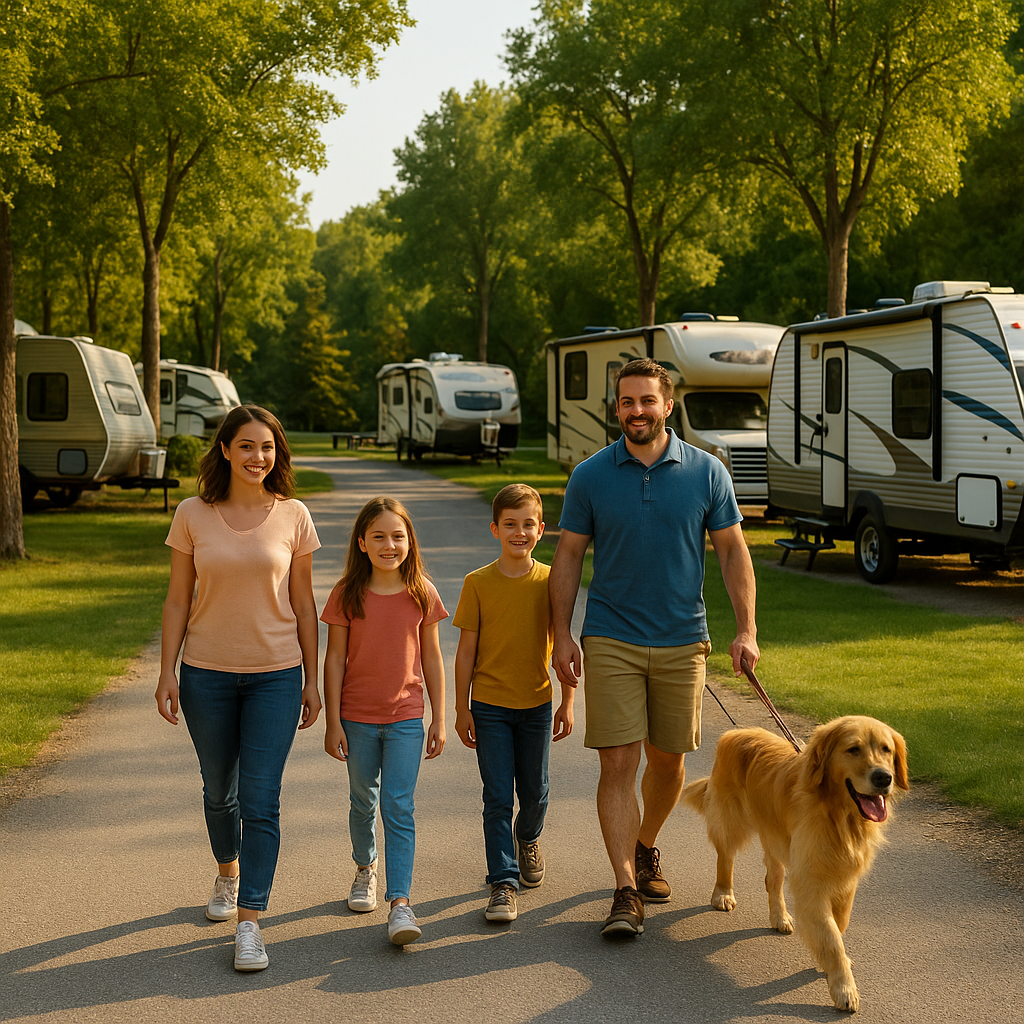 Campground road with campers inside after smooth RFID entry